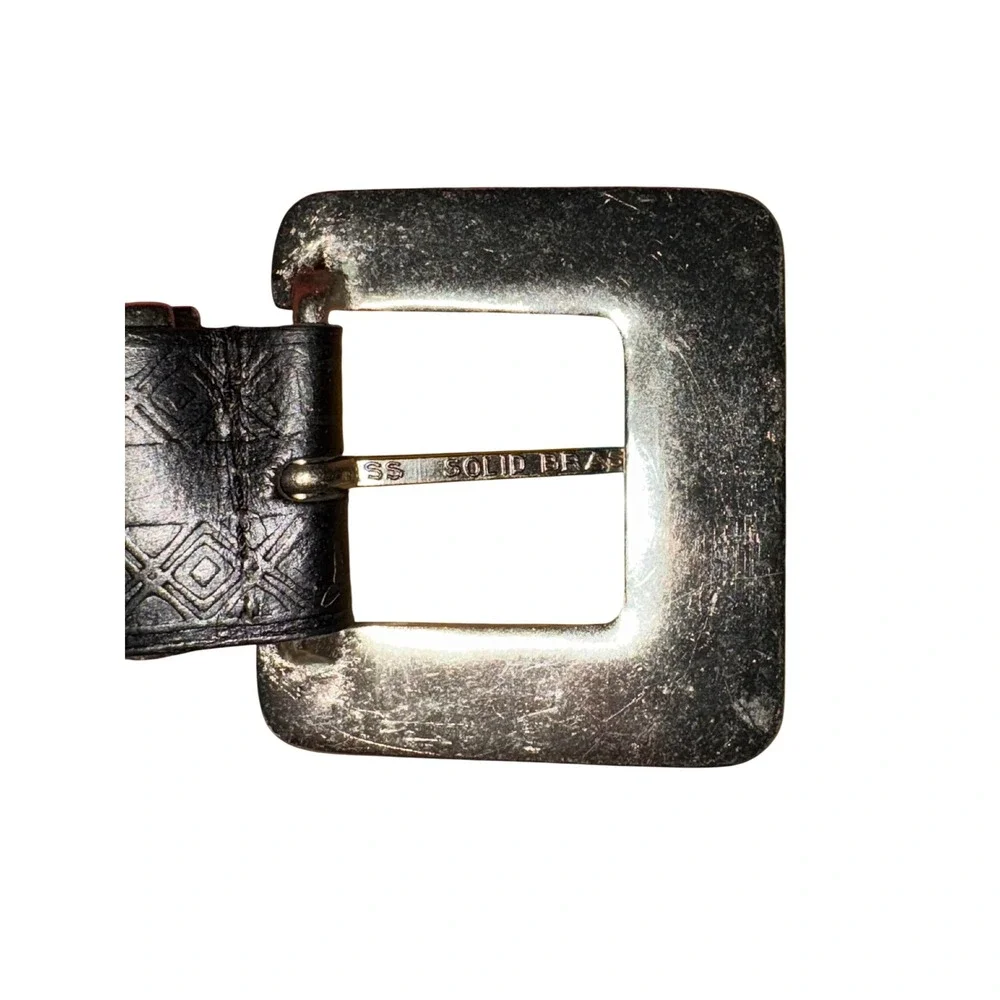 Leather Belt Boho Western Southwestern Embellished Solid Brass Buckle‎ India LG